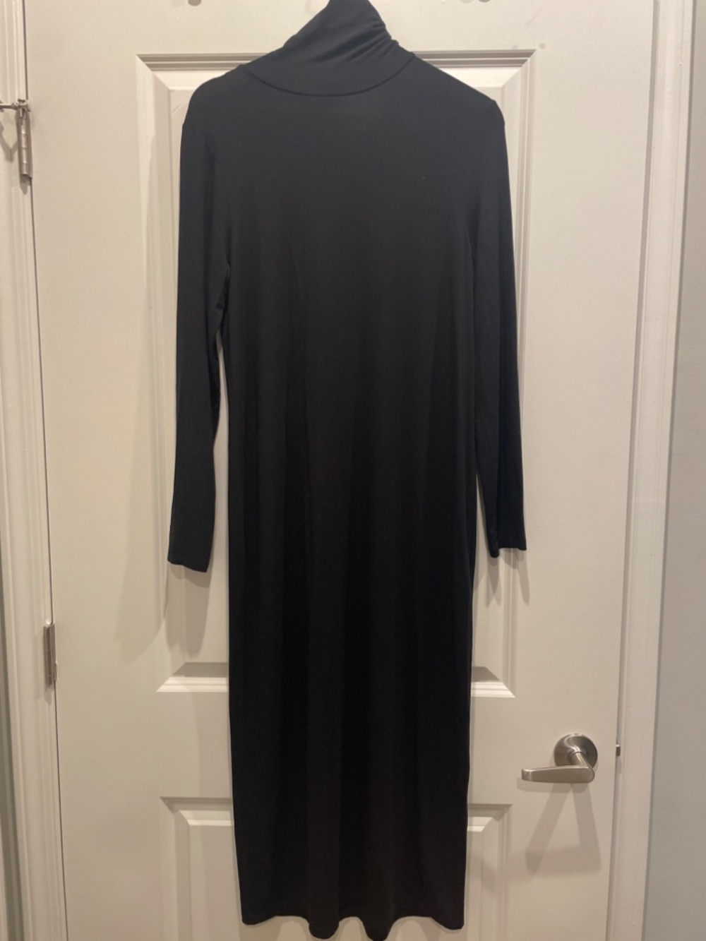 Like New Eileen Fisher Black Jersey Turtleneck Midi Dress Size XS